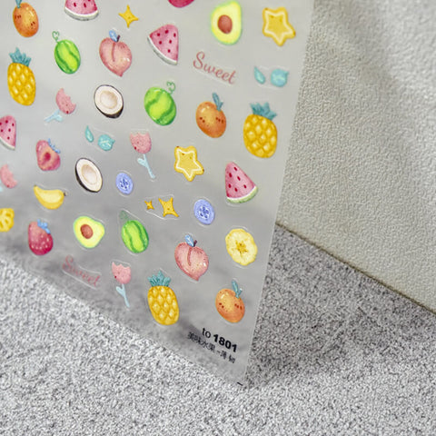 pineapple and other fruits nail sticker