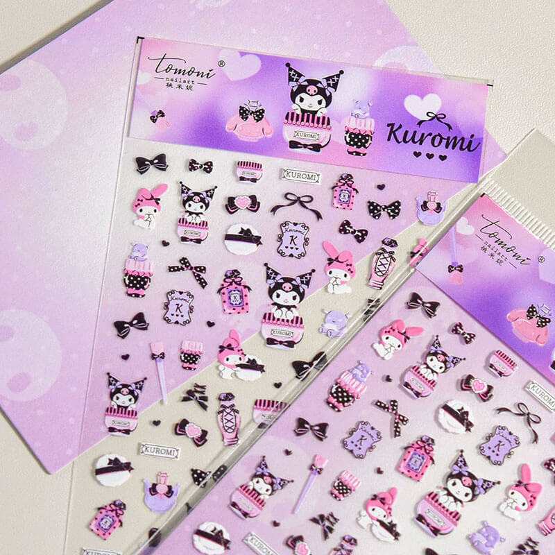 Adorable Kuromi and My Melody Nail Stickers - Fun and playful