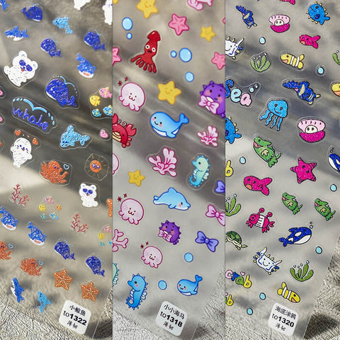 3d cute ocean world nail sticker