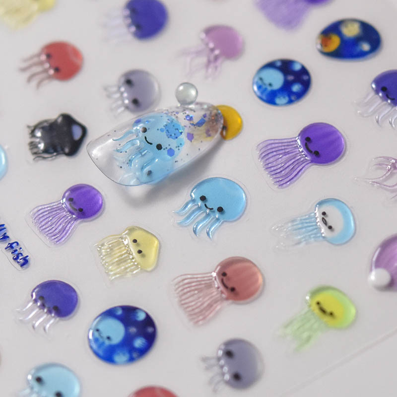 jelly style jelly fish nail sticker