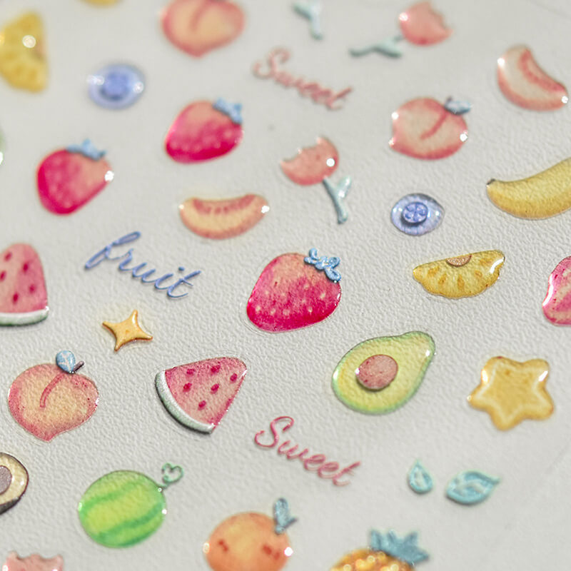 Mixed Fruit Nail Stickers - Assortment of colorful fruit designs