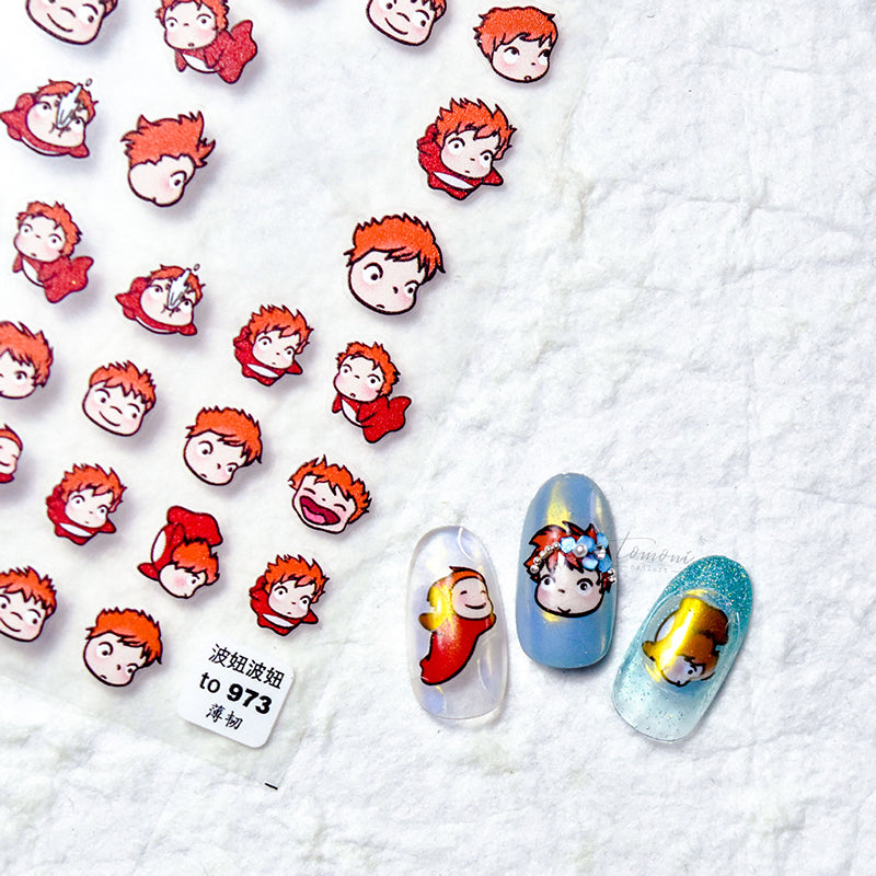 Studio Ghibli-inspired Ponyo 3D nail stickers for anime lovers