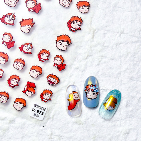 Studio Ghibli-inspired Ponyo 3D nail stickers for anime lovers
