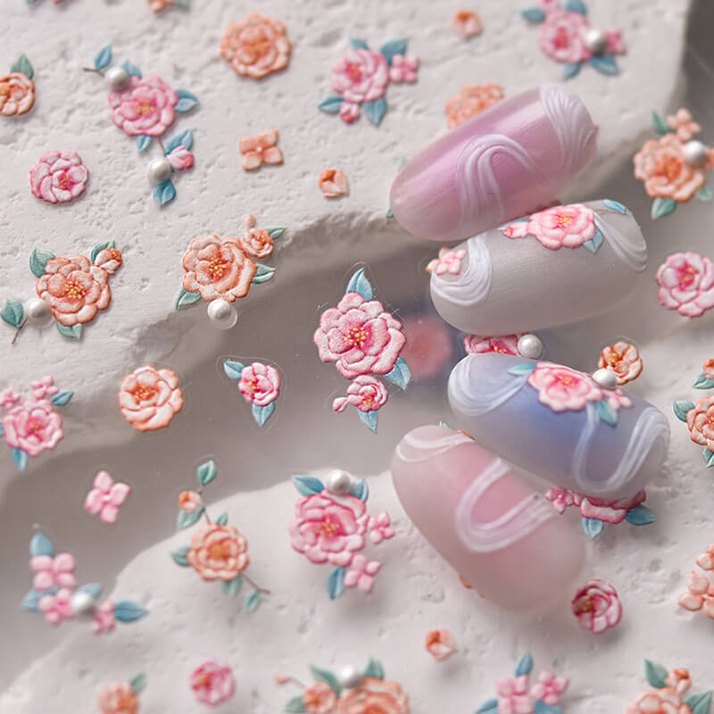 Pink Blossom Flower Nail Sticker 