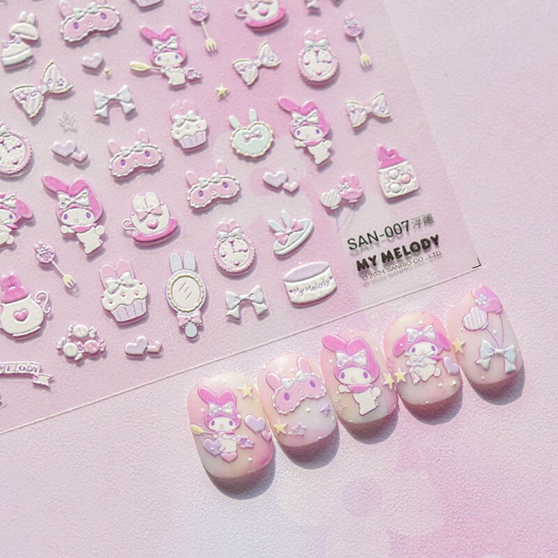 My Melody and Bowknot Nail Art - Perfect for playful manicures