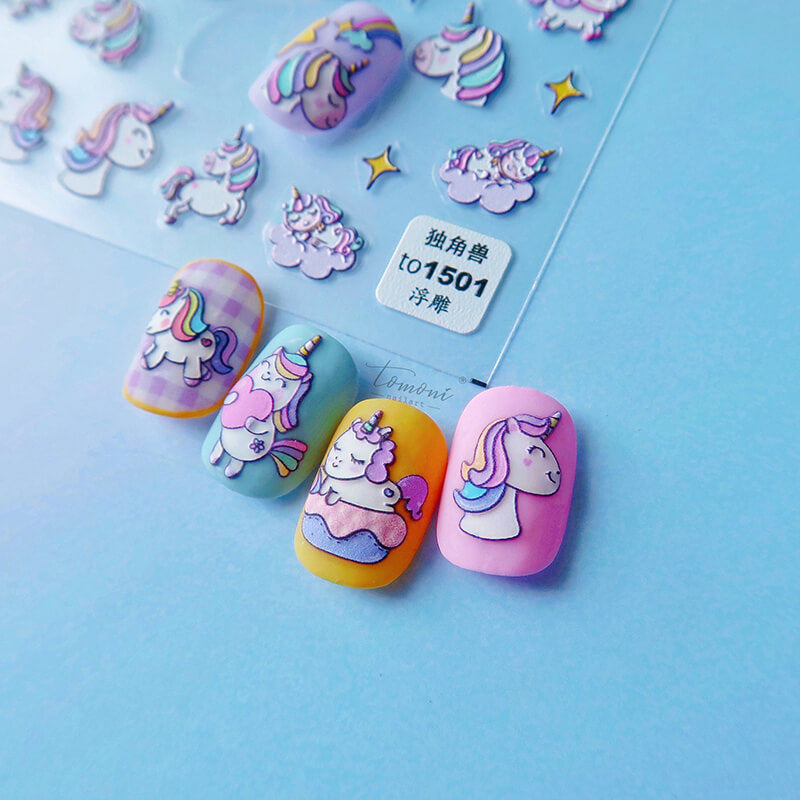 unicorn nail design with unicorn nail sticker