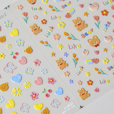 cute bear nail stickers