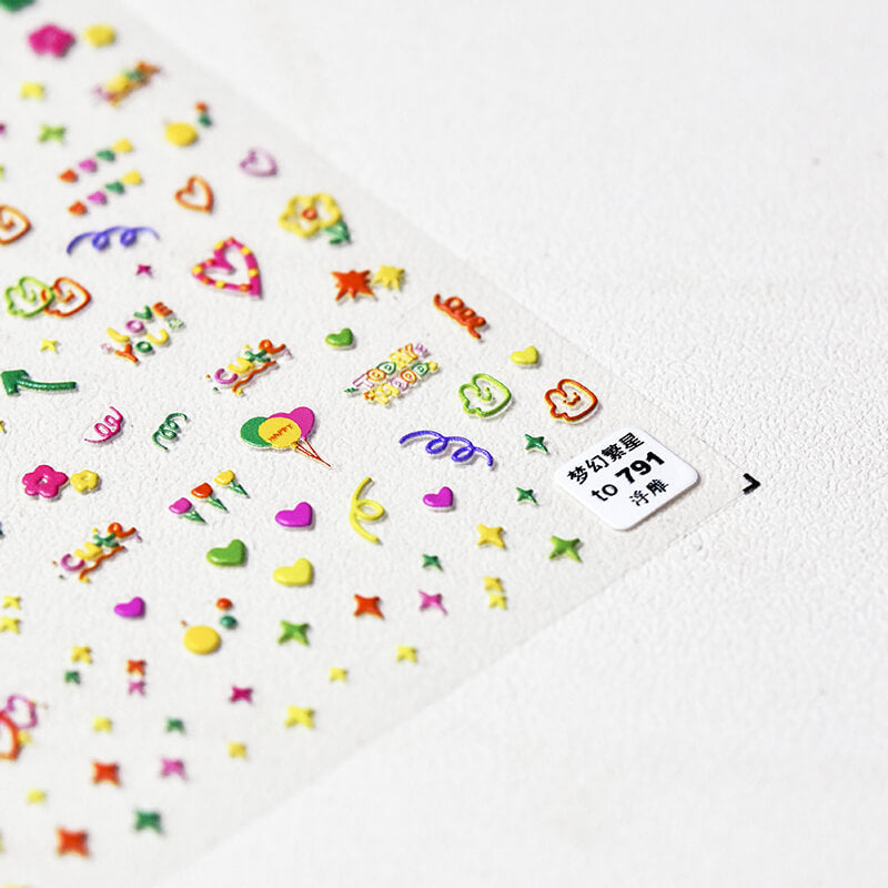 kawaii stars and hearts nail stickers