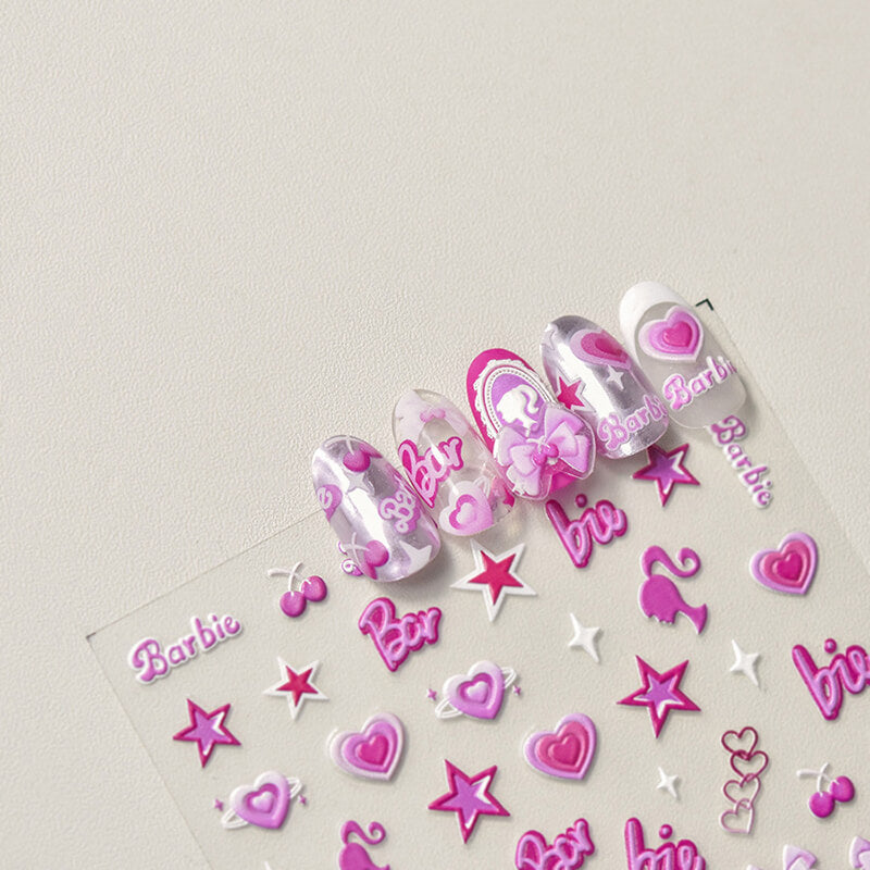 pink barbie nail designs