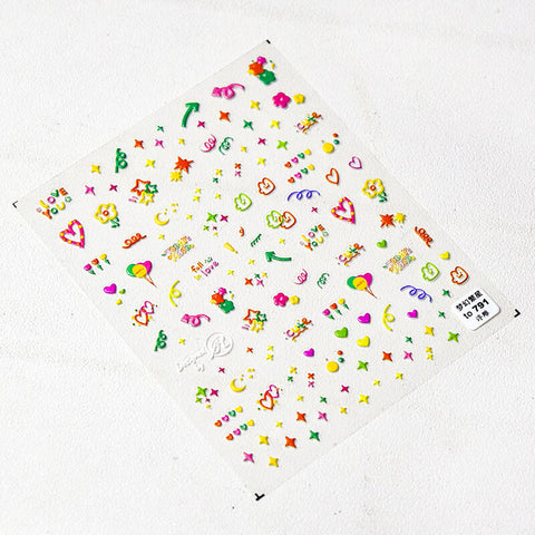 kawaii colorful stars nail stickers