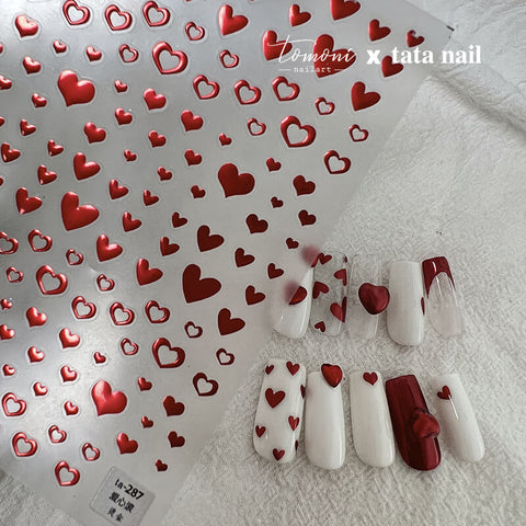 Love Nail Art Decals - Express your affection with red hearts