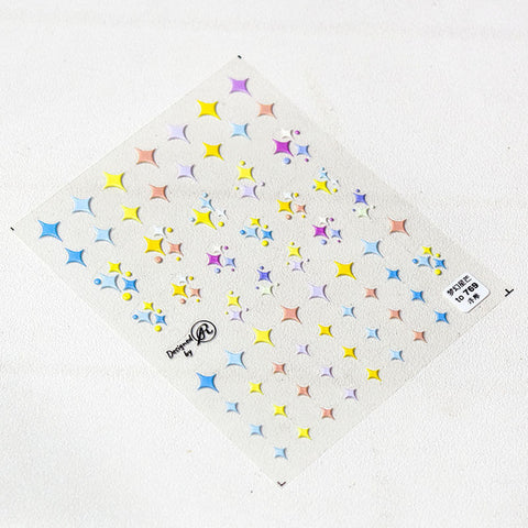 embossed colorful  stars nail stickers