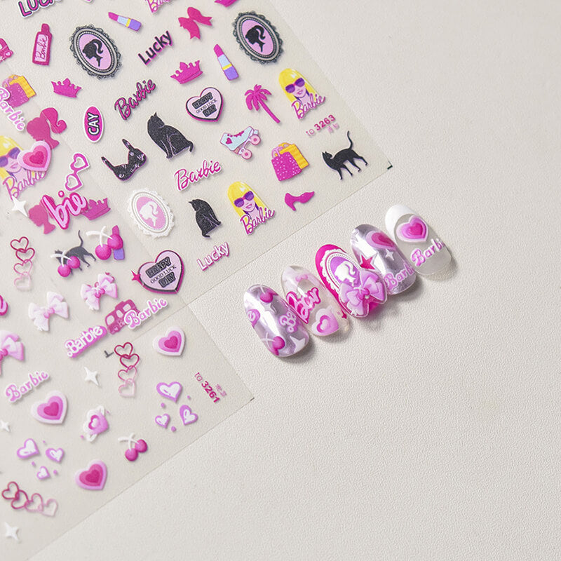 barbie nail stickers, with barbie nail designs