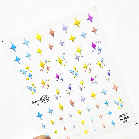 embossed stars nail stickers