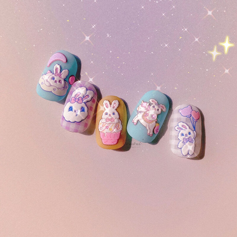 bunny nail designs with stickers
