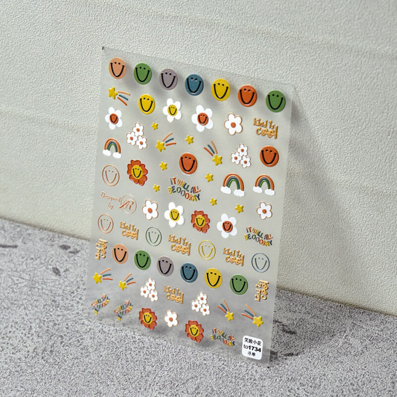 Smiling face nail sticker