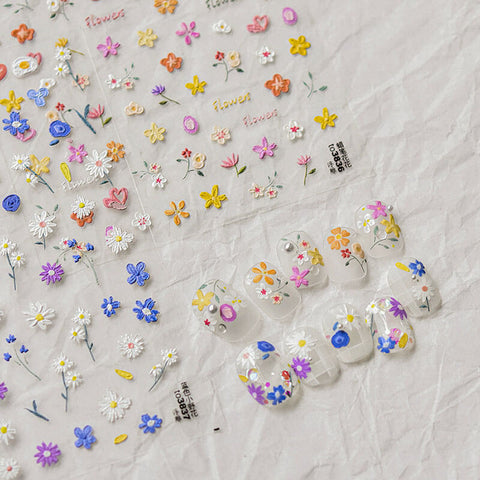 Flower nail stickers