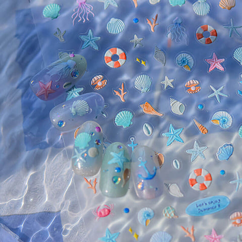 Starfish and Shell Nail Stickers - Create stunning summer nail designs