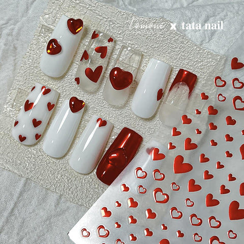 "Red Hearts Nail Stickers - Add a romantic touch to your nails