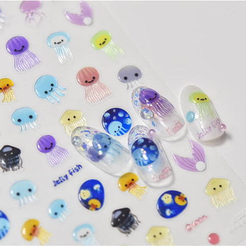 kawaii jelly fish nail decal