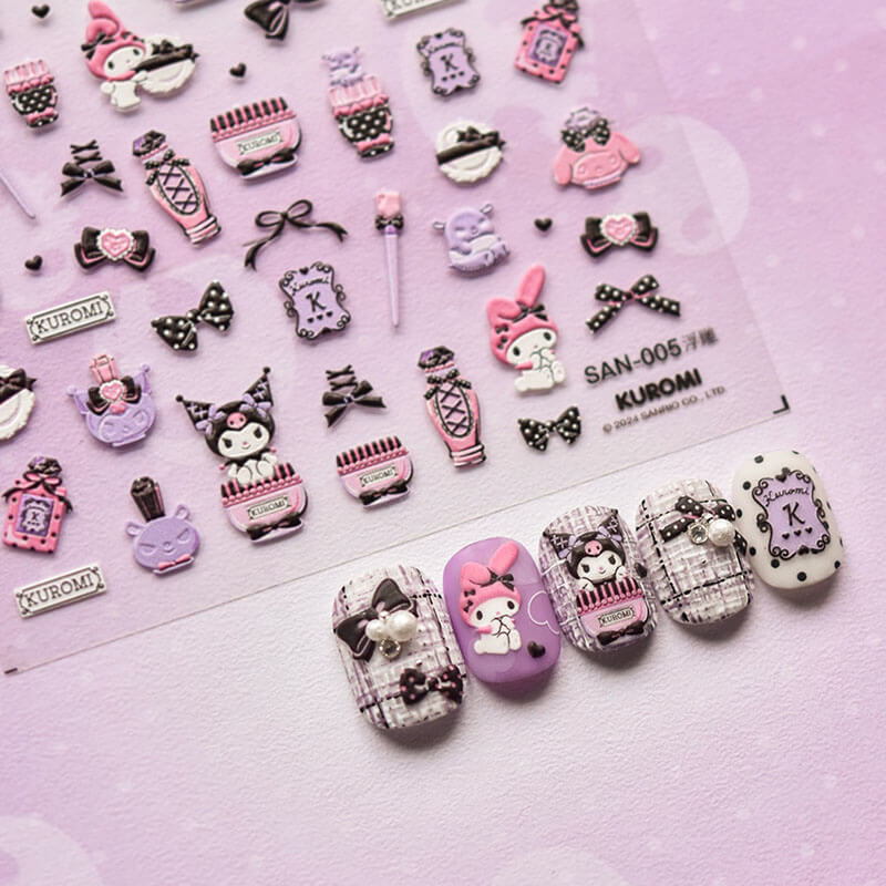 Sanrio Nail Stickers - Cute Kuromi and Melody designs