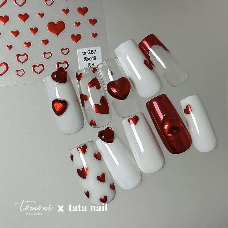 heart nail deisgns with heart nail stickers