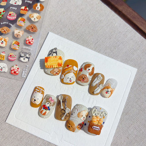 Cute Dog Nail Stickers, Cute Nail Art Stickers, Dog Nail Decals, Animal Stickers, Cute Nail Design, Nail Art, DIY Nails, 3D Nail Sticker