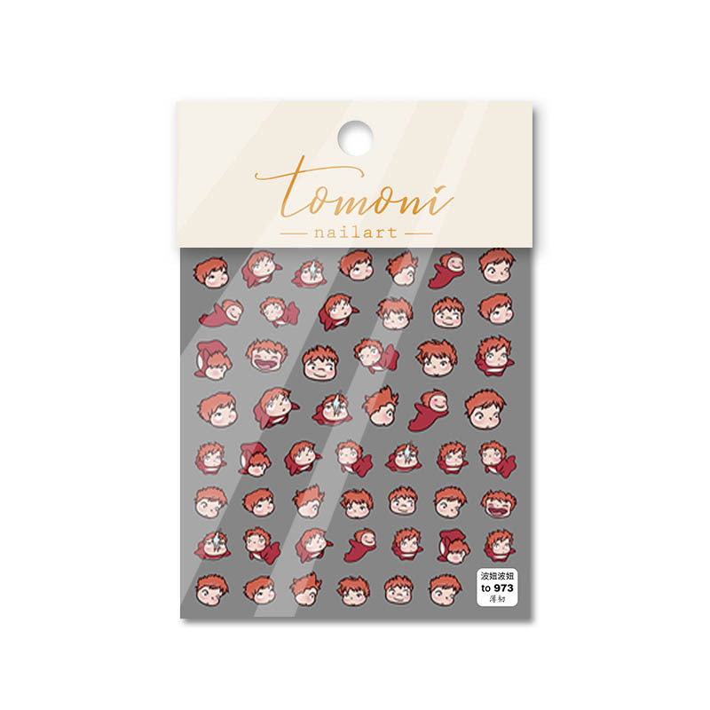 Adorable Ponyo 3D nail stickers perfect for casual wear or cosplay events