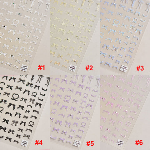 Lace Bowknot Nail Stickers | Cute and Delicate | Multi-Color Options