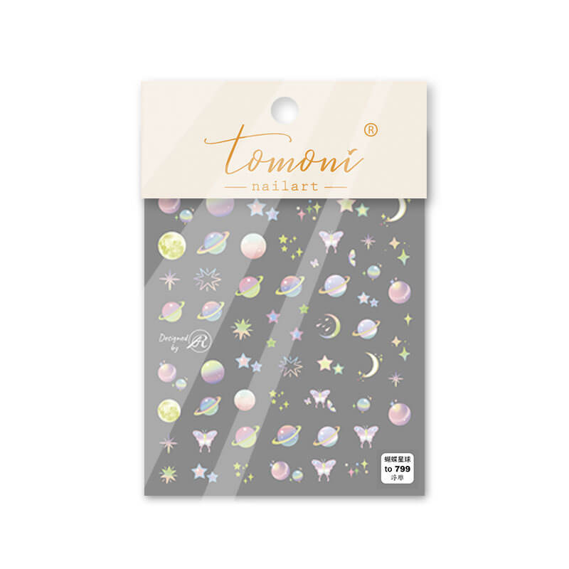 planet and star nail sticker