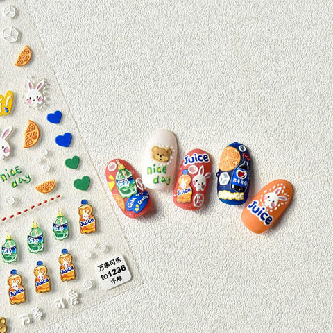 summer drink nail sticker