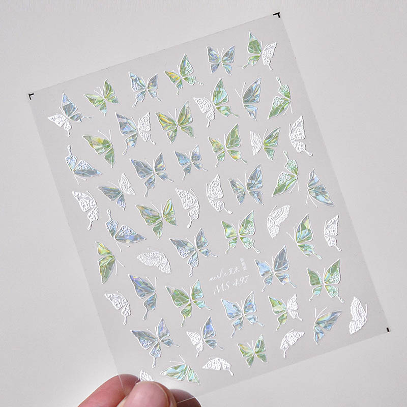 aesthetic green butterfly nail sticker decal