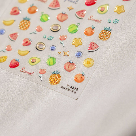 jelly style kawaii fruit nail art sticker