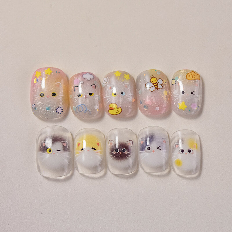 cat nail designs with 3d cat nail stickers