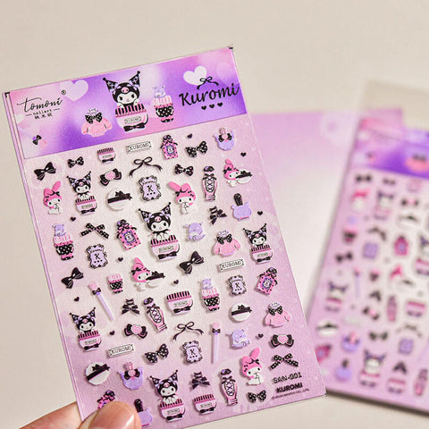 Kuromi And My Melody Nail Stickers - Sweet Sanrio character