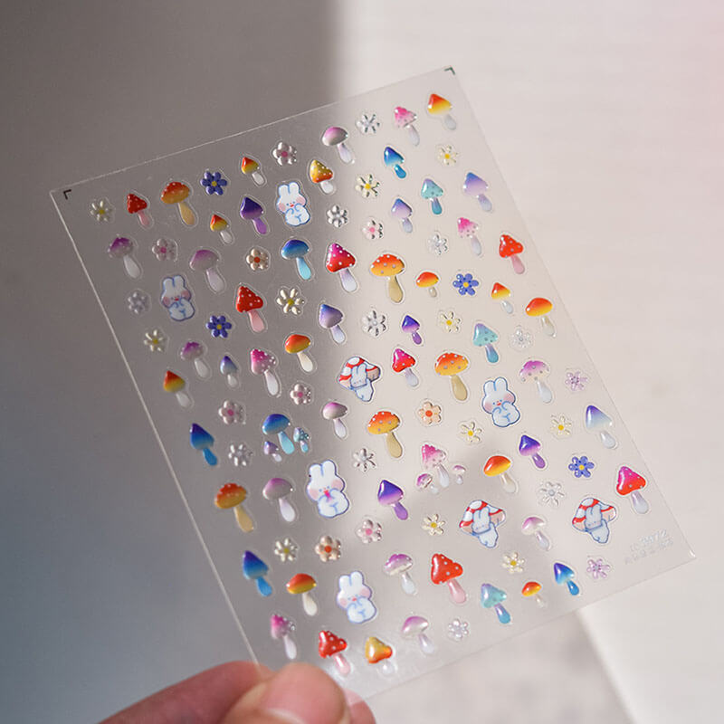 Adorable Mushroom Nail Stickers - High-quality adhesive vinyl