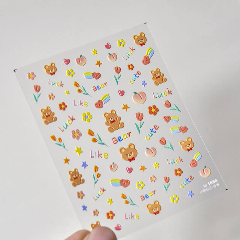 cute bear nail art stickers