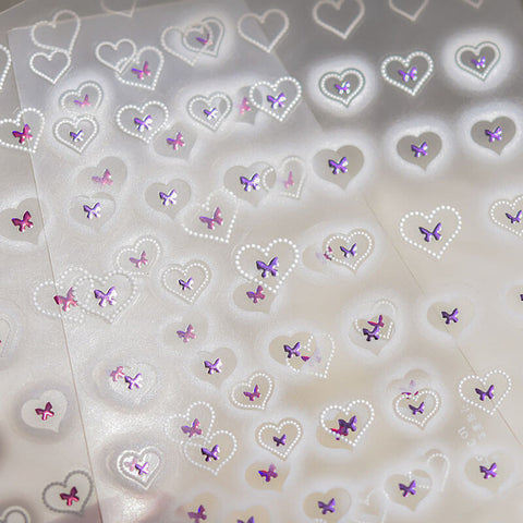 Heart Nail Stickers with Butterflies - Add a touch of charm to your nails