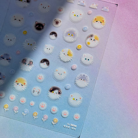 Kawaii Nail Sticker Set - Whimsical cat-themed designs