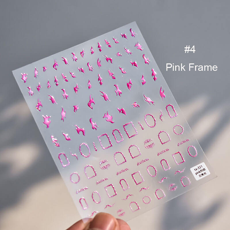 pink frame nail stickers