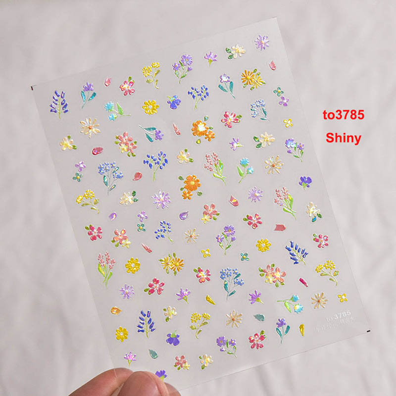 shiny flower nail decal stickers