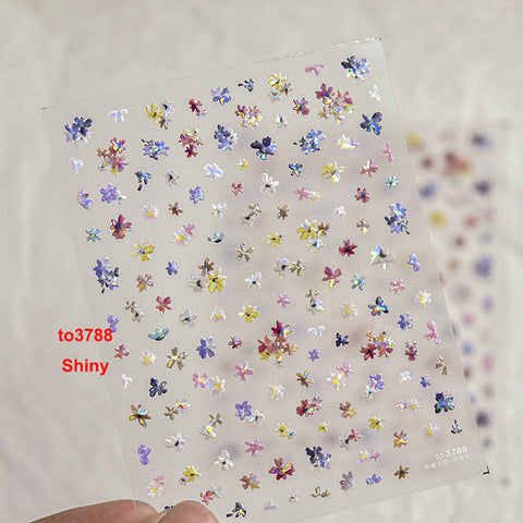 shiny small flowers nail decal stickers