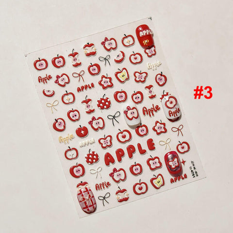 Apple Nail Stickers, Apple Nail Decals, Apple Nail Art, Cute Fruit Nail Stickers, Cute Manicure, Cute Nail Stickers, DIY Nails