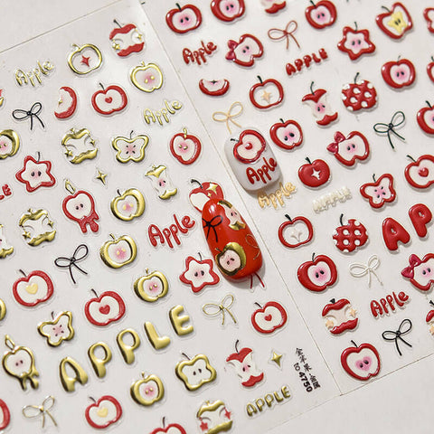 Apple Nail Stickers, Apple Nail Decals, Apple Nail Art, Cute Fruit Nail Stickers, Cute Manicure, Cute Nail Stickers, DIY Nails