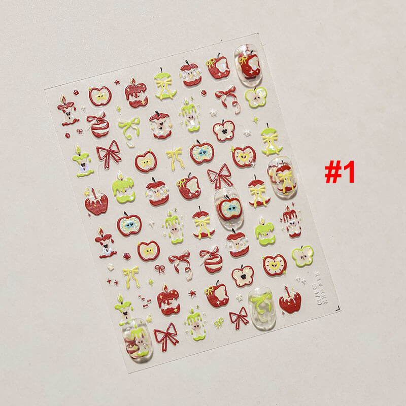 Apple Nail Stickers, Apple Nail Decals, Apple Nail Art, Cute Fruit Nail Stickers, Cute Manicure, Cute Nail Stickers, DIY Nails