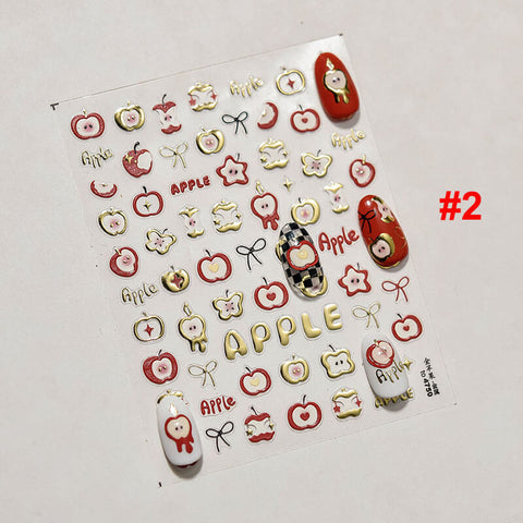 Apple Nail Stickers, Apple Nail Decals, Apple Nail Art, Cute Fruit Nail Stickers, Cute Manicure, Cute Nail Stickers, DIY Nails