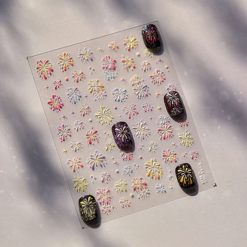 Fireworks Nail Stickers, Fireworks Nail Decals,Firework Nail Art, 3D Nail Stickers, Aesthetic Manicure, DIY Nails, Firework Nails