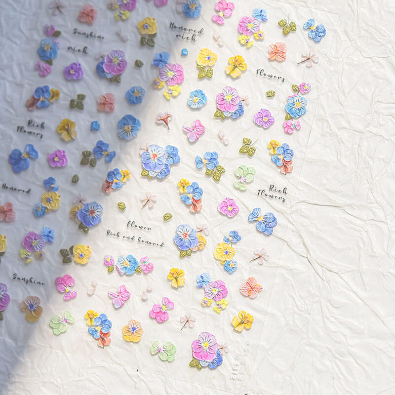 Aesthetic Flower Nail Stickers, Small Flower Nail Stickers, Floral Nail Decals, Floral Nail Art, Flower Nail Designs, 3D Nail Stickers