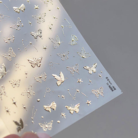 Gold Butterfly Nail Stickers, Gold Butterfly Nail Decals, Gold Nail Art Stickers, Butterfly Stickers, Manicure Sticker, DIY Nails