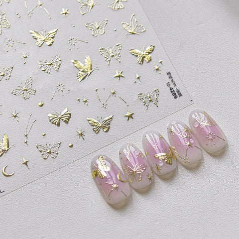 Gold Butterfly Nail Stickers, Gold Butterfly Nail Decals, Gold Nail Art Stickers, Butterfly Stickers, Manicure Sticker, DIY Nails